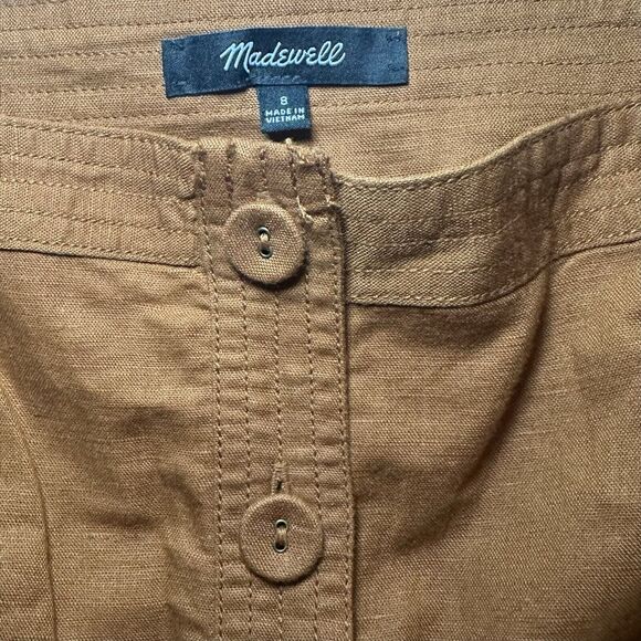 Madewell Seamed Puff-Sleeve Midi Dress Warm Coffee Size 8 - Picture 3 of 5